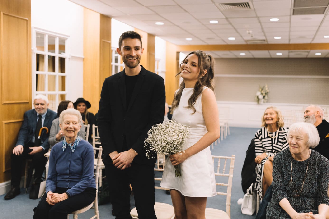 Couple getting married at Manchester registry office during intimate ceremony